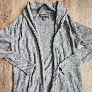 BANANA REPUBLIC Italian Yarn Cardigan Sweater XL Gray Wool Cashmere Blend Shawl